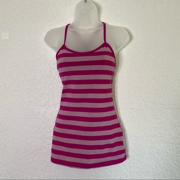 Lululemon Power Y Tank Luon striped Raspberry Size 4 - Picture 5 of 11